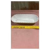 White Milk Glass Quilted Pattern Celery Dish