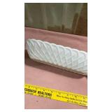 White Milk Glass Quilted Pattern Celery Dish