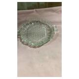 Pressed Glass Serving Plate with Scroll Handles