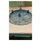 Blue Accent Glass Footed Bowl