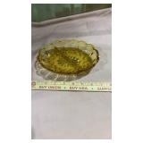 Amber Glass Floral Pattern Dish