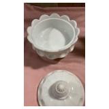 White Milk Glass Sugar Bowl with Lid