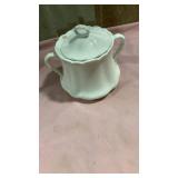 White Porcelain Teapot with Scalloped Edge