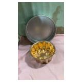 Decorative Copper Tone Jelly Mold and round cake pan