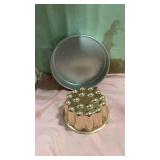 Decorative Copper Tone Jelly Mold and round cake pan
