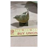 Small Bird Figurine on Wooden Base