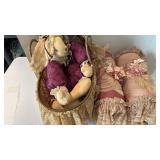 Bunny in cradle with 2 decorative pillows