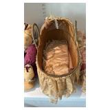 Bunny in cradle with 2 decorative pillows