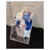 Two Personally Autographed by Hank Aaron Salvinos Bammers bears, with Certificate of Authenticity, numbered in acrylic box.
