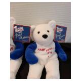 Two Personally Autographed by Hank Aaron Salvinos Bammers bears, with Certificate of Authenticity, numbered in acrylic box.