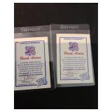 Two Personally Autographed by Hank Aaron Salvinos Bammers bears, with Certificate of Authenticity, numbered in acrylic box.