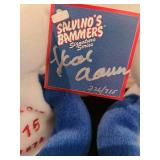 Two Personally Autographed by Hank Aaron Salvinos Bammers bears, with Certificate of Authenticity, numbered in acrylic box.