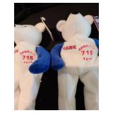 Two Personally Autographed by Hank Aaron Salvinos Bammers bears, with Certificate of Authenticity, numbered in acrylic box.