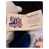 Two Personally Autographed by Hank Aaron Salvinos Bammers bears, with Certificate of Authenticity, numbered in acrylic box.