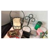 Vintage razor with blades, decorative basket and more