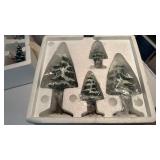 Dept 56 Snow Village Evergreen Trees and Village Porcelain Pines