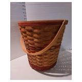 Longaberger basket with handle, 13 in tall.