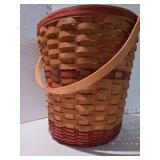 Longaberger basket with handle, 13 in tall.
