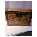 Decorative wooden storage chest, 14x19.5x13, has a couple of scratches on top