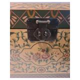 Decorative wooden storage chest, 14x19.5x13, has a couple of scratches on top