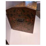 Decorative wooden storage chest, 14x19.5x13, has a couple of scratches on top