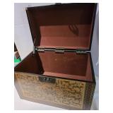 Decorative wooden storage chest, 14x19.5x13, has a couple of scratches on top