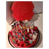 Tube paints in red storage caddy