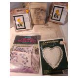 Assorted stitchery, kits.