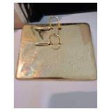 Vintage brass desk calendar holder, notebook paper, stacking desk trays, binders