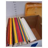 Hanging file folders, binders, other office supplies