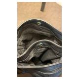 Stone Mountain leather shoulder bag and 2 crocheted shoulder bags