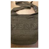 Stone Mountain leather shoulder bag and 2 crocheted shoulder bags