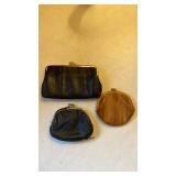 Eel skin and leather coin purses
