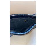 Black eel skin shoulder bag with wallet and key case