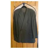 Mens dark gray double breasted suit size 44L 39 waist