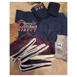 Lined and fringed throw blanket, one curtain panel 54x84, Sealy and Posturepedic retail store pillow shams, clear tub with no lid