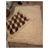 Alpaca lined piece 65x50 and small patterned is 30x42. Lined piece 0missing section of fur, see pictures