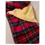 Fleece lined plaid throw blanket.