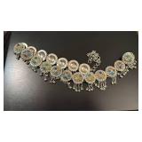 Ornate Silver Tone Multi-Color Beaded Statement Belt
