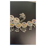 Ornate Silver Tone Multi-Color Beaded Statement Belt