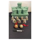 Cloisonne bells and ornaments, boxed set, very pretty