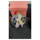 Cloisonne ornaments, 3in diam, dove, ivy, lion and lamb