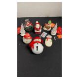 Santa and snowmen ornaments
