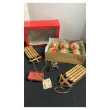 Ornaments, Roosevelt Flyer wagon, sleighs and more