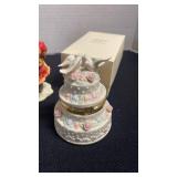 Enesco Santas, Lenox Gingerbread Man trinket box, Lenox First Issue Wedding Cake Trinket Box
