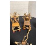 Bear and moose ornaments with bear figurine and wind chimes