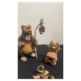 Bear and moose ornaments with bear figurine and wind chimes