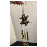 Bear and moose ornaments with bear figurine and wind chimes