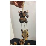 Bear and moose ornaments with bear figurine and wind chimes