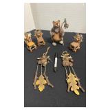 Bear and moose ornaments with bear figurine and wind chimes